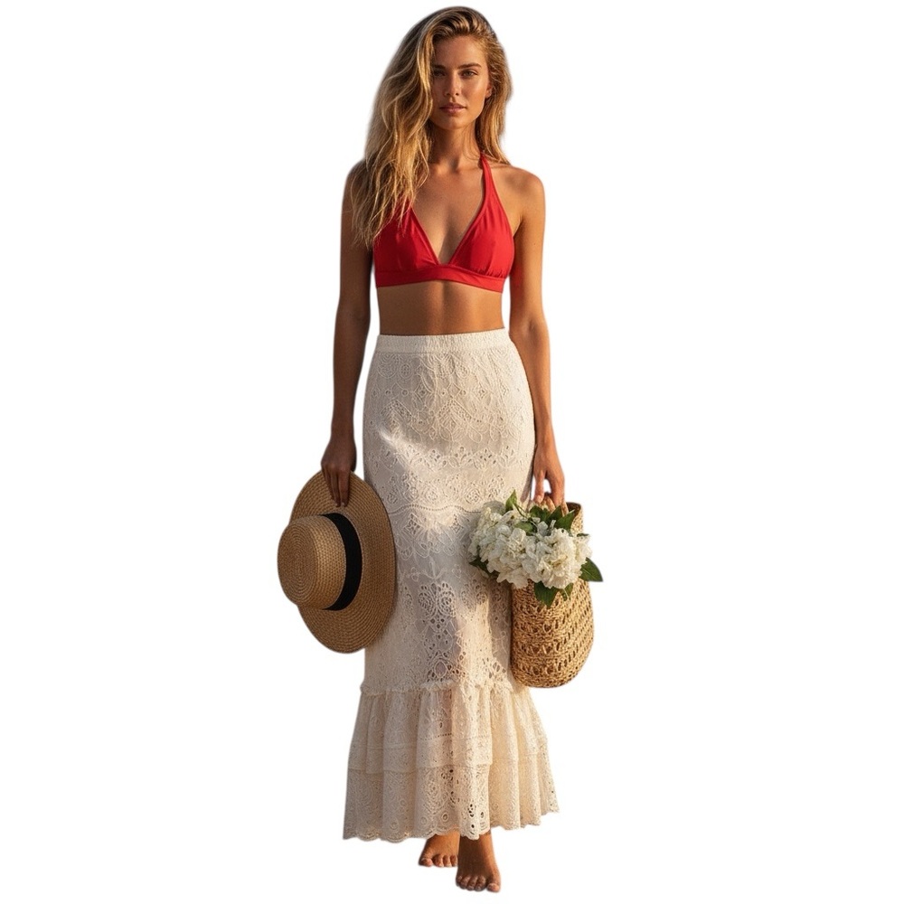 NWT J.Crew Halter Tie Bikini Top in Red Summer Beach
